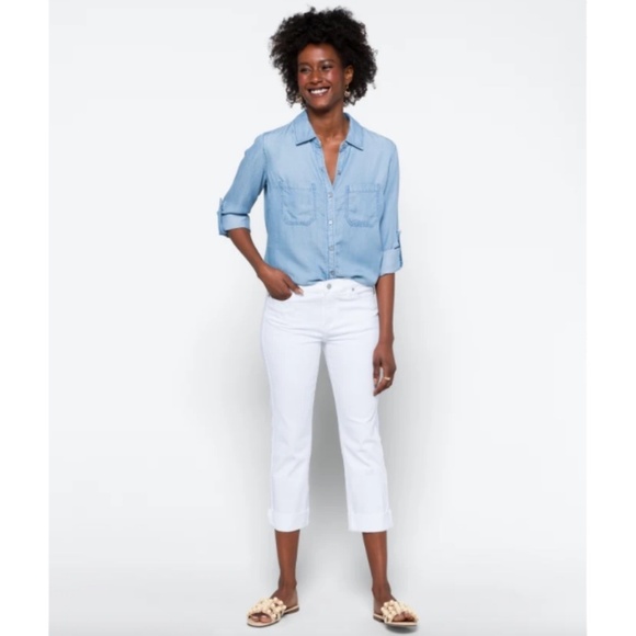 NWT Liverpool Belinda Crop Rolled Cuff Stretch Jeans in Bright White Sz. 12 - Picture 1 of 2